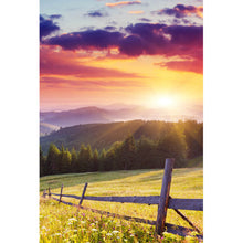 Lade das Bild in den Galerie-Viewer, Aluminiumbild gebürstet Sonnenuntergang in der Gebirgslandschaft Hochformat