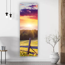 Lade das Bild in den Galerie-Viewer, Leinwandbild Sonnenuntergang in der Gebirgslandschaft Panorama Hoch
