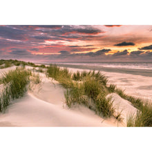 Lade das Bild in den Galerie-Viewer, Acrylglasbild Sonnenuntergang über den Dünen Querformat