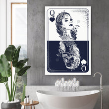 Lade das Bild in den Galerie-Viewer, Leinwandbild Spielkarte Frau Hochformat