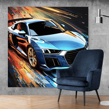 Lade das Bild in den Galerie-Viewer, Poster Blauer Sportwagen Digital Art Quadrat