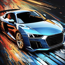 Lade das Bild in den Galerie-Viewer, Spannrahmenbild Blauer Sportwagen Digital Art Quadrat