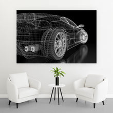 Lade das Bild in den Galerie-Viewer, Leinwandbild Sportwagen technische Zeichnung Querformat