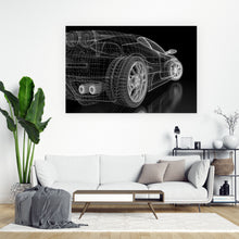 Lade das Bild in den Galerie-Viewer, Acrylglasbild Sportwagen technische Zeichnung Querformat