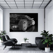 Lade das Bild in den Galerie-Viewer, Leinwandbild Sportwagen technische Zeichnung Querformat