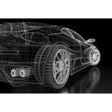 Lade das Bild in den Galerie-Viewer, Aluminiumbild Sportwagen technische Zeichnung Querformat