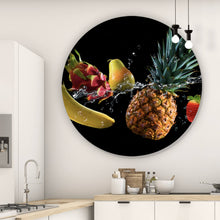 Lade das Bild in den Galerie-Viewer, Aluminiumbild gebürstet Spritziges Obst Kreis