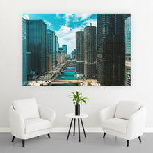 Lade das Bild in den Galerie-Viewer, Acrylglasbild Stadtteil mit Wolkenkratzer Querformat