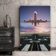 Lade das Bild in den Galerie-Viewer, Leinwandbild Startendes Flugzeug Hochformat