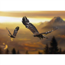 Lade das Bild in den Galerie-Viewer, Leinwandbild Steinadler in den Alpen Querformat