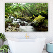 Lade das Bild in den Galerie-Viewer, Aluminiumbild gebürstet Steiniger Wasserfall Querformat
