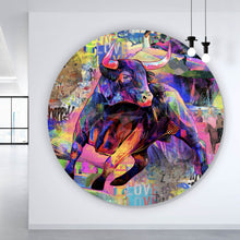 Lade das Bild in den Galerie-Viewer, Aluminiumbild gebürstet Stier Abstrakt Kreis