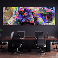 Lade das Bild in den Galerie-Viewer, Leinwandbild Stier Abstrakt Panorama