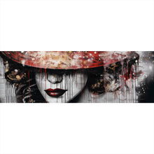 Lade das Bild in den Galerie-Viewer, Acrylglasbild Stilvolle Frau mit Hut Abstrakt Panorama