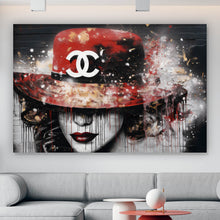 Lade das Bild in den Galerie-Viewer, Poster Stilvolle Frau mit Hut Abstrakt Querformat