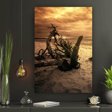 Lade das Bild in den Galerie-Viewer, Aluminiumbild Strand und Meer in Sepia Hochformat