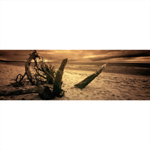 Lade das Bild in den Galerie-Viewer, Leinwandbild Strand und Meer in Sepia Panorama