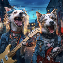 Lade das Bild in den Galerie-Viewer, Poster Straßenhunde Duo mit Gitarre Quadrat