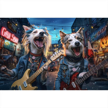 Lade das Bild in den Galerie-Viewer, Poster Straßenhunde Duo mit Gitarre Querformat