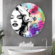 Lade das Bild in den Galerie-Viewer, Aluminiumbild gebürstet Strong Woman Pop Art Kreis