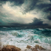 Lade das Bild in den Galerie-Viewer, Aluminiumbild gebürstet Stürmisches Meer Quadrat