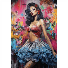 Lade das Bild in den Galerie-Viewer, Acrylglasbild Südländische Burlesque Tänzerin Digital Art Hochformat