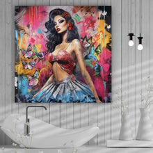 Lade das Bild in den Galerie-Viewer, Poster Südländische Burlesque Tänzerin Digital Art Quadrat