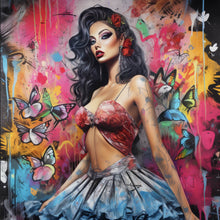 Lade das Bild in den Galerie-Viewer, Poster Südländische Burlesque Tänzerin Digital Art Quadrat