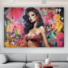 Lade das Bild in den Galerie-Viewer, Spannrahmenbild Südländische Burlesque Tänzerin Digital Art Querformat
