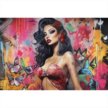 Lade das Bild in den Galerie-Viewer, Spannrahmenbild Südländische Burlesque Tänzerin Digital Art Querformat