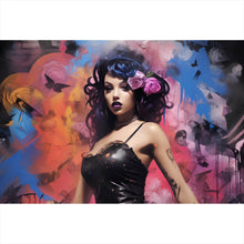 Lade das Bild in den Galerie-Viewer, Aluminiumbild gebürstet Südländische Burlesque Tänzerin No.1 Querformat