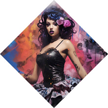 Lade das Bild in den Galerie-Viewer, Aluminiumbild gebürstet Südländische Burlesque Tänzerin No.1 Raute
