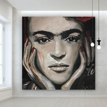 Lade das Bild in den Galerie-Viewer, Acrylglasbild Südländische Frida Zeichenstil Quadrat