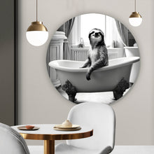 Lade das Bild in den Galerie-Viewer, Aluminiumbild gebürstet Süßes Faultier in der Wanne Kreis