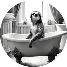 Lade das Bild in den Galerie-Viewer, Aluminiumbild gebürstet Süßes Faultier in der Wanne Kreis