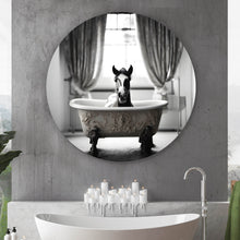 Lade das Bild in den Galerie-Viewer, Aluminiumbild gebürstet Süßes Pferd in der Wanne Kreis
