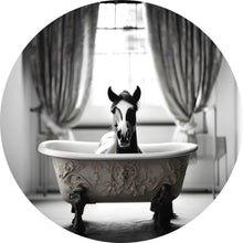 Lade das Bild in den Galerie-Viewer, Aluminiumbild gebürstet Süßes Pferd in der Wanne Kreis