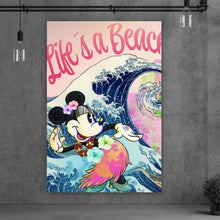 Lade das Bild in den Galerie-Viewer, Acrylglasbild Surfing Micky Pop Art Hochformat