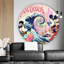 Lade das Bild in den Galerie-Viewer, Aluminiumbild Surfing Micky Pop Art Kreis