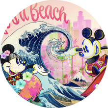 Lade das Bild in den Galerie-Viewer, Aluminiumbild Surfing Micky Pop Art Kreis
