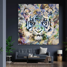 Lade das Bild in den Galerie-Viewer, Acrylglasbild Tiger Abstrakt Beige Quadrat