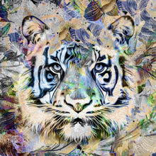 Lade das Bild in den Galerie-Viewer, Leinwandbild Tiger Abstrakt Beige Quadrat