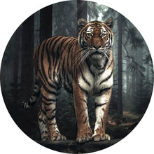 Lade das Bild in den Galerie-Viewer, Aluminiumbild Tiger der aus dem Wald tritt Kreis