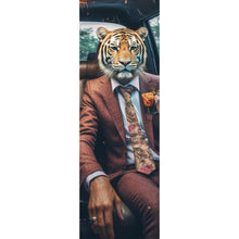 Lade das Bild in den Galerie-Viewer, Leinwandbild Tiger Duo im Anzug Digital Art Panorama Hoch