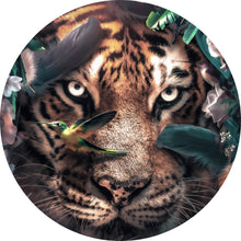 Lade das Bild in den Galerie-Viewer, Aluminiumbild gebürstet Tiger Floral Kreis