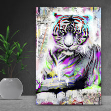 Lade das Bild in den Galerie-Viewer, Spannrahmenbild Tiger Neon Pop Art Hochformat