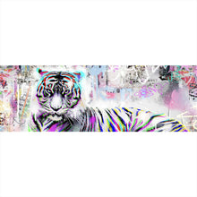 Lade das Bild in den Galerie-Viewer, Aluminiumbild gebürstet Tiger Neon Pop Art Panorama