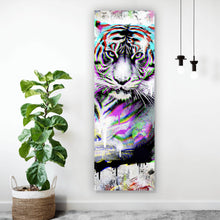 Lade das Bild in den Galerie-Viewer, Aluminiumbild Tiger Neon Pop Art Panorama Hoch