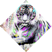 Lade das Bild in den Galerie-Viewer, Aluminiumbild Tiger Neon Pop Art Raute