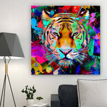 Lade das Bild in den Galerie-Viewer, Leinwandbild Tiger Modern Art Quadrat